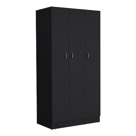 Tuhome Ohio Armoire Wardrobe with 3-Doors. 2-Drawers. and 4-Tier Shelves -Black CLW9032